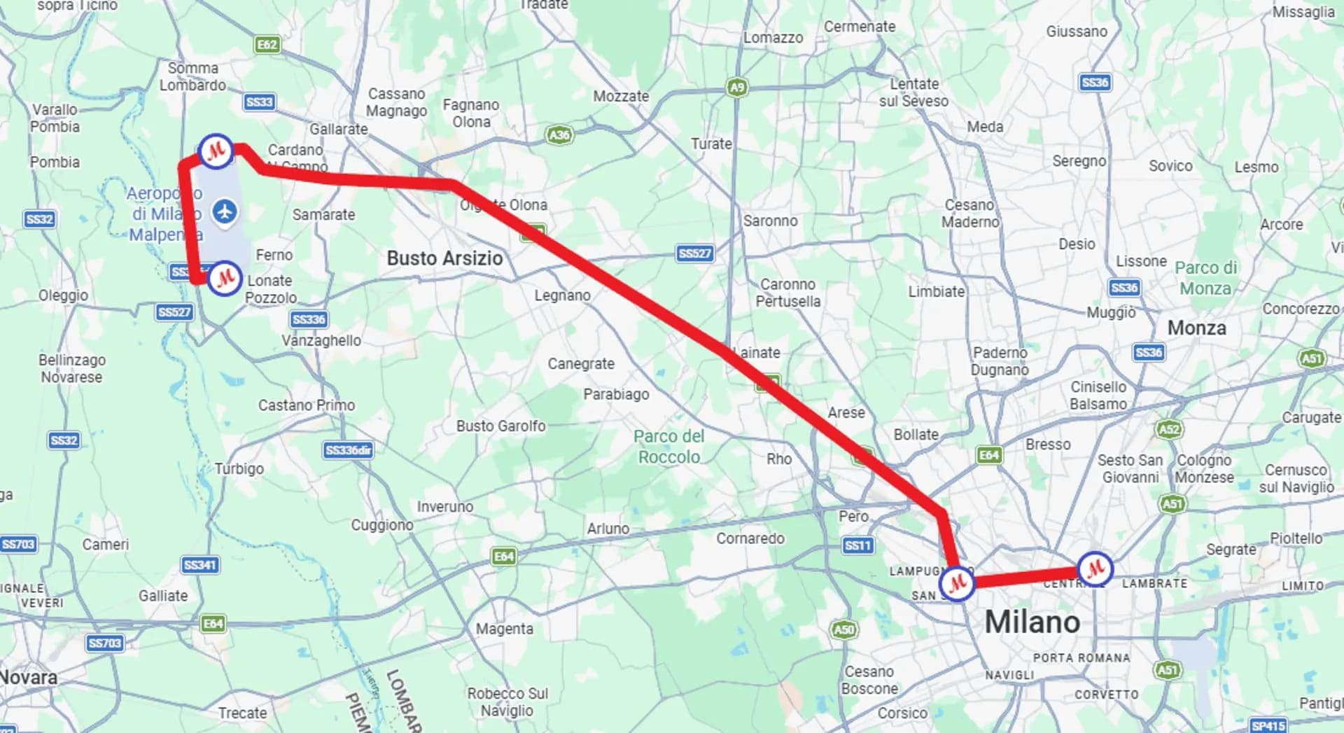 Mappa tratta Milano - Malpensa